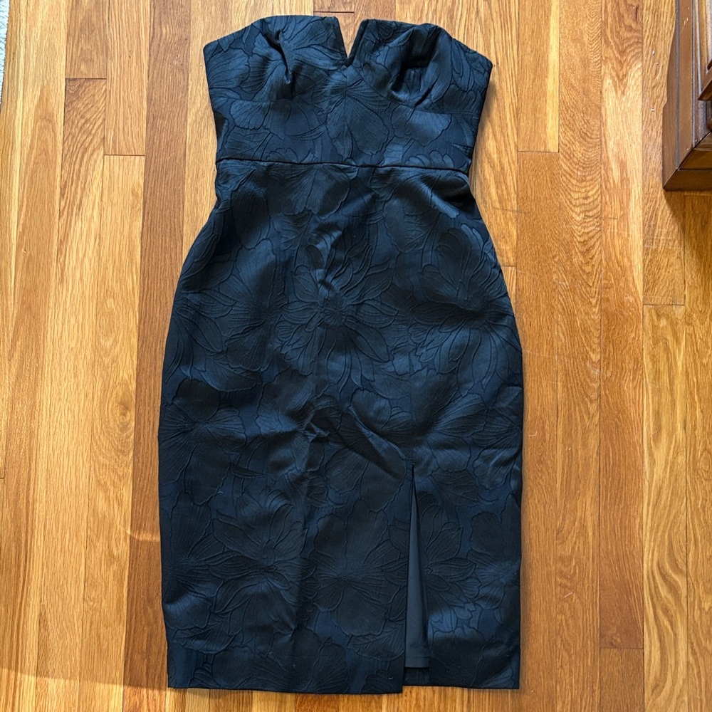 Collection strapless sheath dress in leaflet jacquard